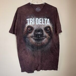 The Mountain Tri Delta Sloth Graphic T-Shirt Brown Tie Dye Plus Size 2XL Cotton‎